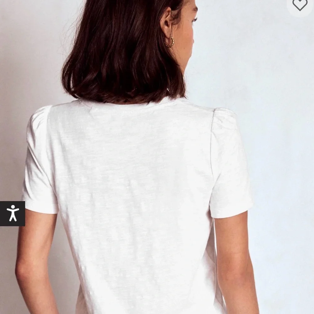 Boden Black and White Striped Puff Sleeve Tee - Picture 5 of 5